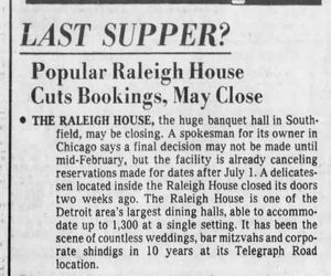 The Raleigh House - Jan 1978 Article On Possible Closing (newer photo)